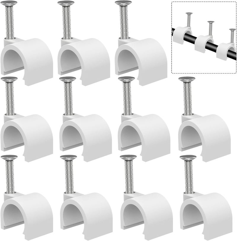 Easytle Nail in Cable Clips - 500 Pcs, 10mm, Coax & Speaker Wire Clips, Ethernet & RG6/59 Clamps - Image 1